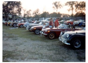 Cars on the field ready for the show to begin.