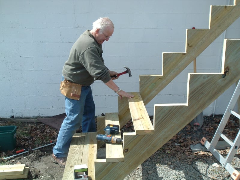 new steps to the 2nd story projection room being installed at the Pike