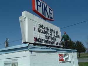 Doing some "touch up" work on our marquee.
Many thanks to Andrew for all his hard work.
