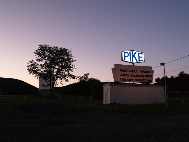 Pike Drive-In Marquee at dusk