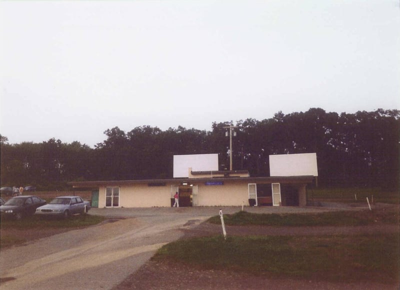 concession/projection building with screens 4 and 5 behind it