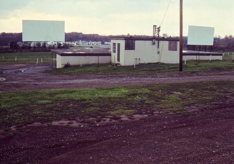 Projection/concession building. The left screen is the main screen