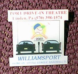 Port Drive-In Baseball Trading Pin given free to each child that purchases a ticket. One per person while supplies last.