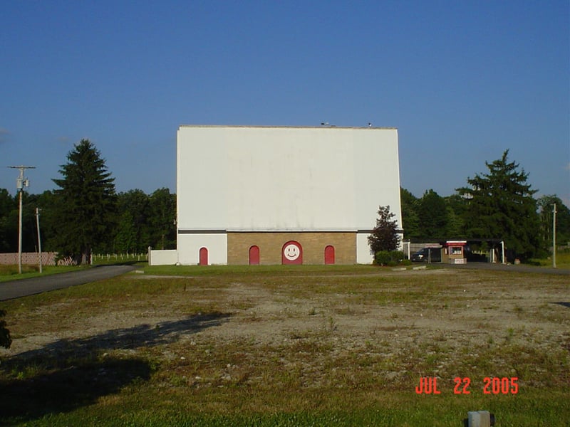 a look at the screen tower, ticket booth, and exit from the marquee