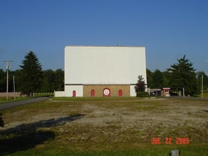 a look at the screen tower, ticket booth, and exit from the marquee