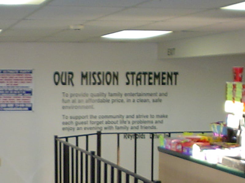 Here's the Reynolds Drive-In mission statement. Sorry about the bleariness. It was taken from the previous photo.