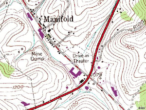 TerraServer map of former site-NE of town on US-19