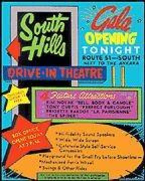 South Hills opening night ad, even offering rides, a playground, and a ferris wheel for the kiddies!