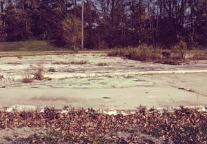Concrete platform of projection/concession
building with tiles to be seen