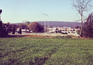 Spot where a big curved wall used to stand.
The marquee?