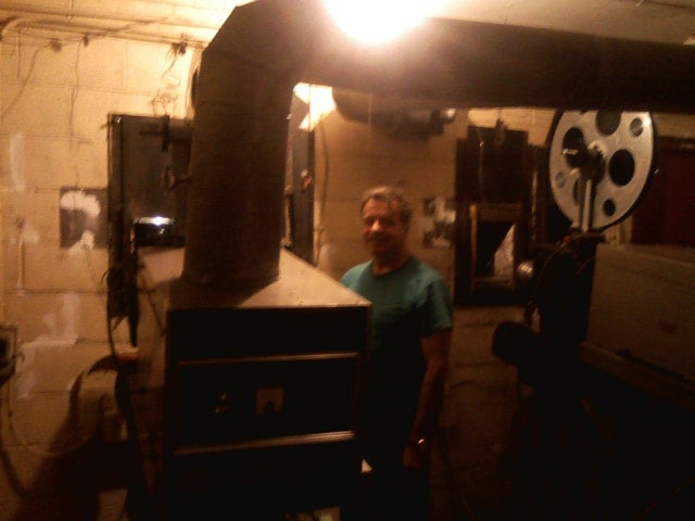 In the projection room w the owneroperator.