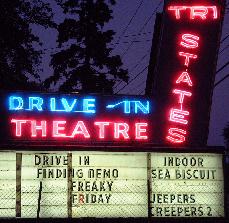 marquee, all lit up in its nighttime beauty
