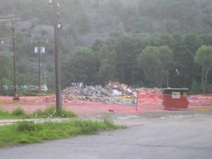Demolished pile of the former drive in