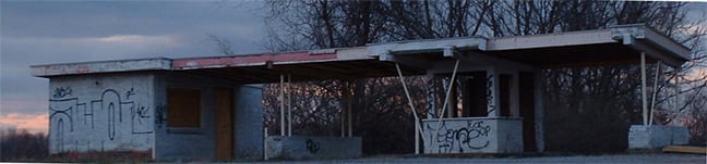 The vandalized entrance to the drive-in. Hopefully visible, but uploading to this site has had a problem...