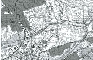 Quadrangle map showing the Woodland Drive-In