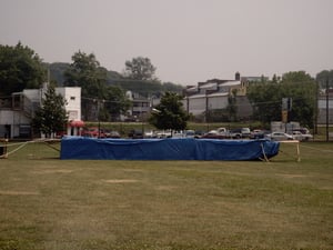 Inflatable screen at Fairgrounds.  Went during day, so screen is not inflated.