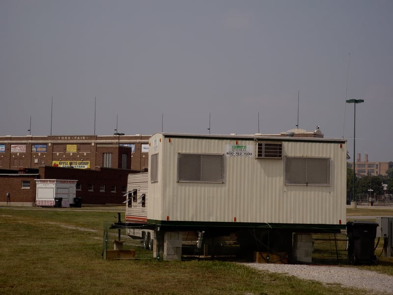 Projection booth and snack trailer.