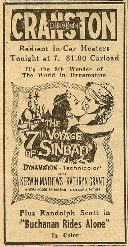 Newspaper ad for the Cranston Drive-In.