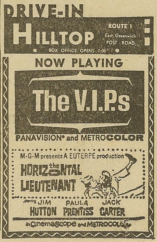 Newspaper ad for the Hilltop Drive-In.