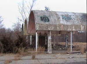 This is where you would enter one of the last great Drive ins.
So sad...