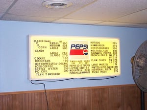 snack bar menu