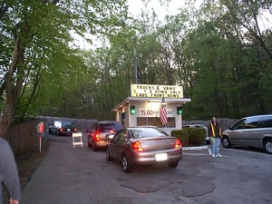 lined up at the ticket booth