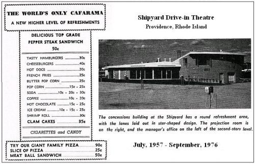 Menu and picture from a feature story on Rhode Island's super drive-in.