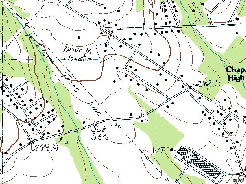 TerraServer map of former site located at intersection of US-176 and S-13