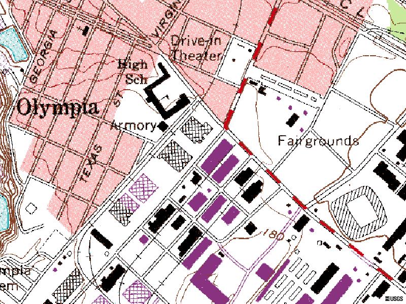 1982 topo map showing location across from State Fairgrounds