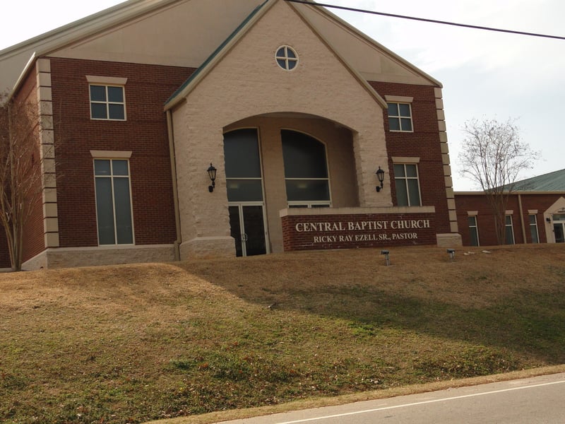 former site now home to Central Baptist Church-some ramp remnants on the grounds