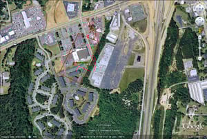 Google Earth image with former site outlined