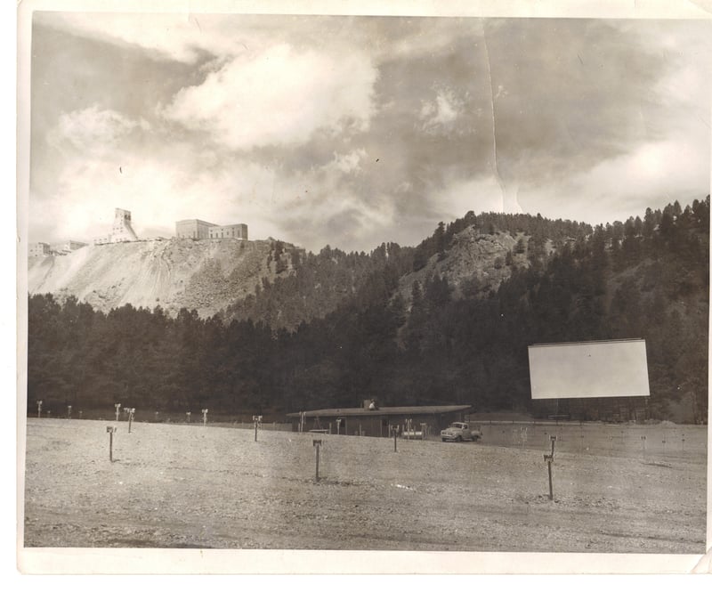The Mile Hi Drive In.  Homestake Gold Mine in the background.