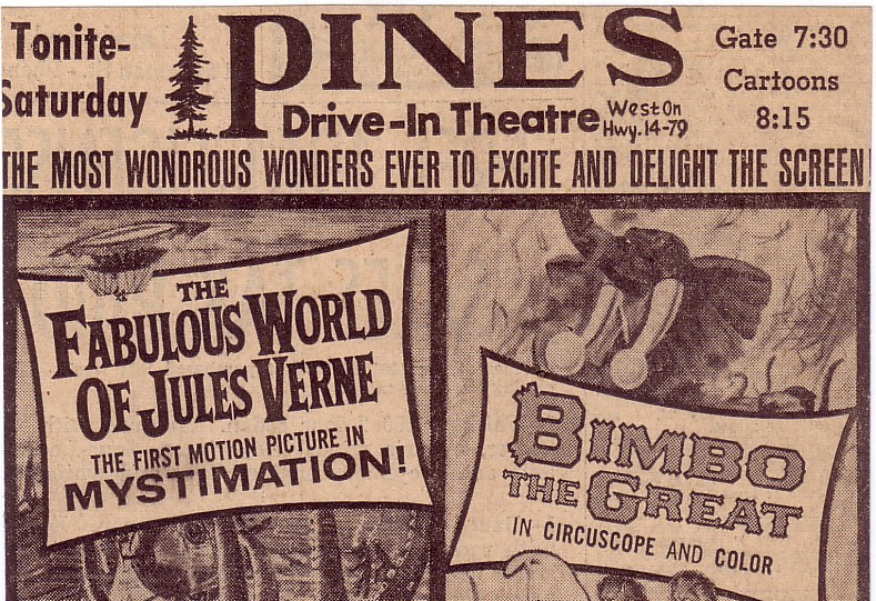 An ad for the Pines, located "west on hwy. 14-79."