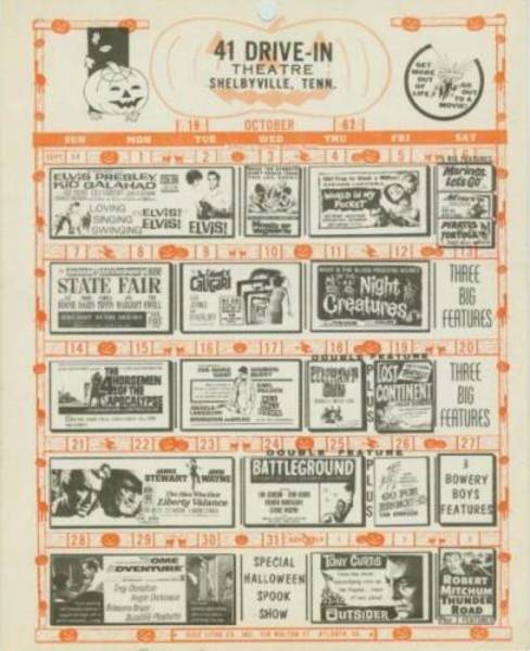 Drive-in Flyer for the 41 Drive-in in Shelbyville TN.