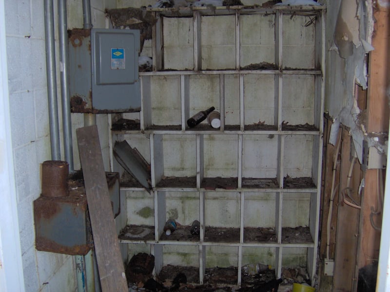 storage room inside ticket booth.