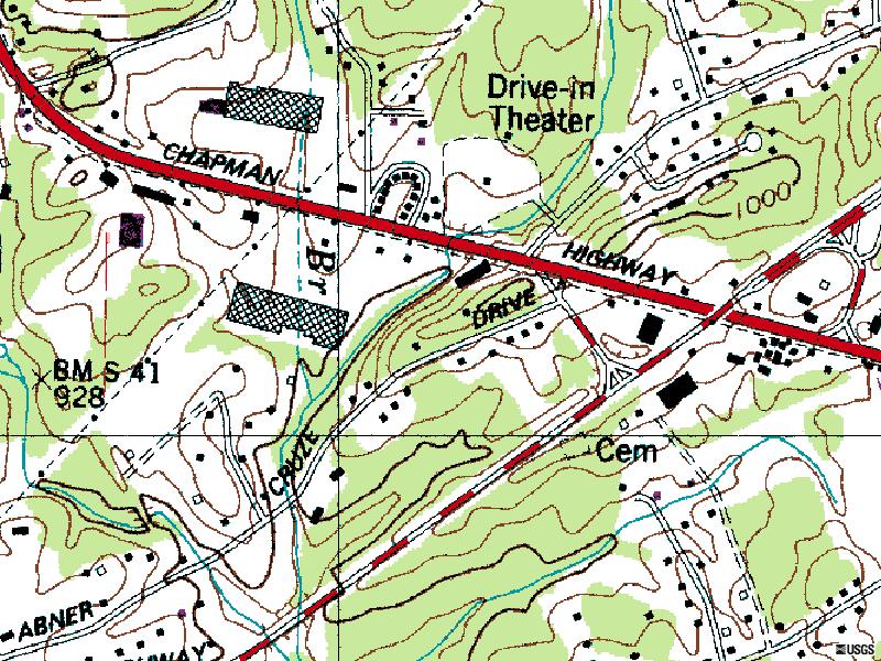 TerraServer map of former site