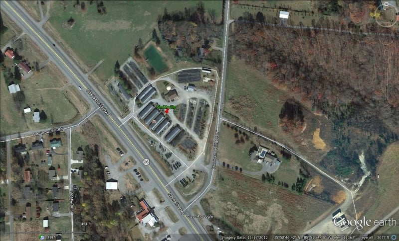 aerial view of former site