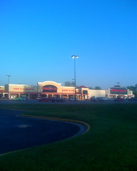 food city and office depo in the place of family drive in.where food city seats at know that use to be where the screen was at.with in 100 foot from the front of food city use to be where the concession and perjecters was at.