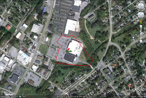 Google Earth image with outline of former site-Now Food Lion