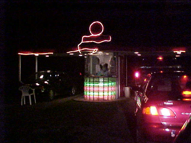 ticket booth at night