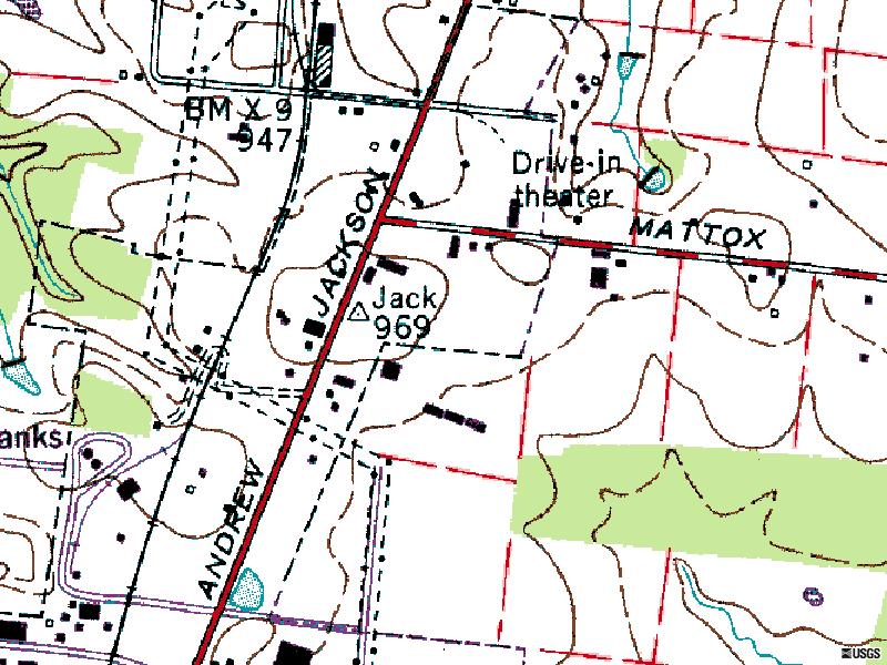 TerraServer map of former site-NE corner of Hwy 6 and Mattox Town Rd.