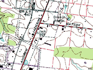 TerraServer map of former site-NE corner of Hwy 6 and Mattox Town Rd.