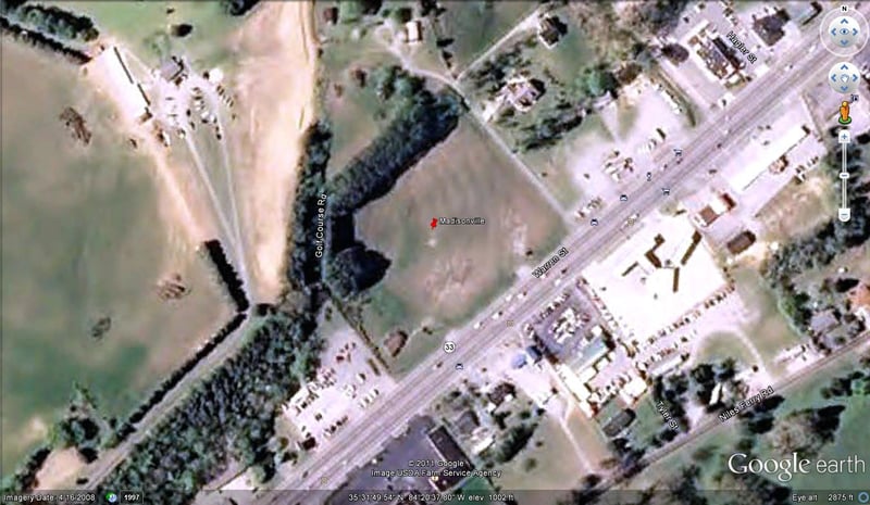 Google Earth image of former site on Hwy 33 north of town