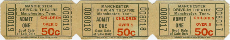 Manchester Drive In 2 special admission ticket for the bigger features