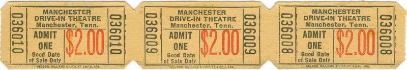 Manchester Drive In special admission ticket for the bigger features