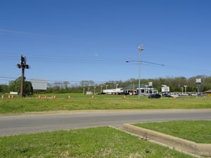 field and screen from across the road in the Wal-Mart parking lot