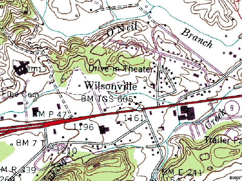 TerraServer map of former site-left side drive-in