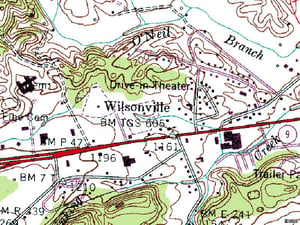 TerraServer map of former site-left side drive-in