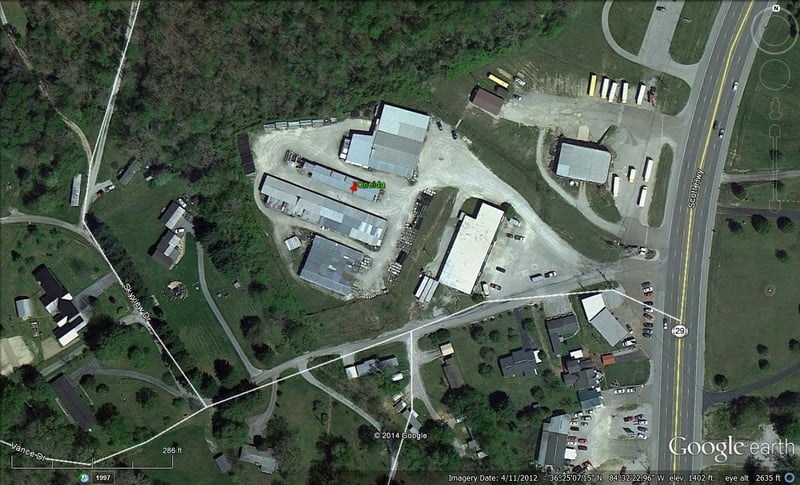 aerial view of former site
