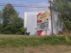 the marquee with the screen in the back ground